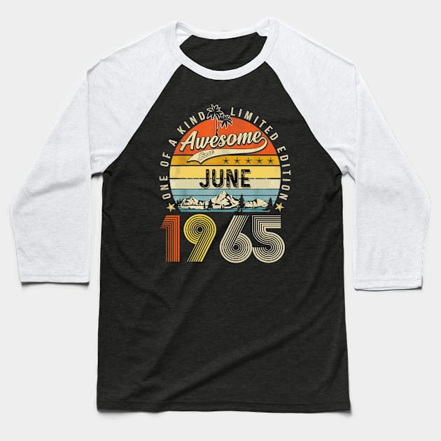 Awesome Since June 1965 Vintage 58th Birthday Baseball T-Shirt by Vintage White Rose Bouquets